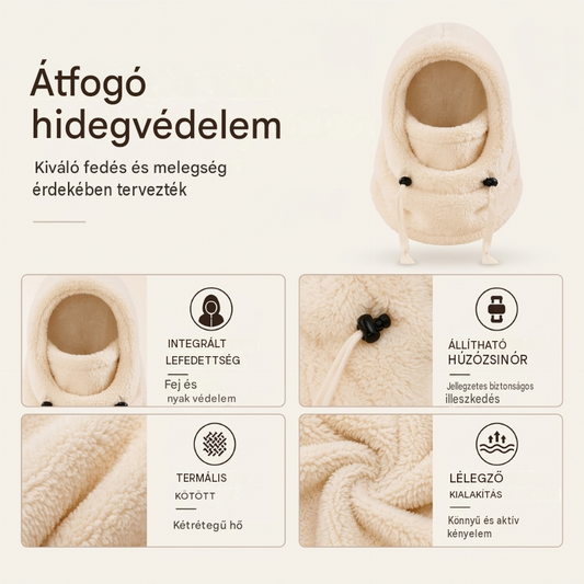 Kényelmes téli sapka gyerekeknek, minden egyben