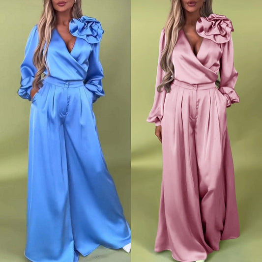 Luxus szett szatén inggel és bő nadrággal