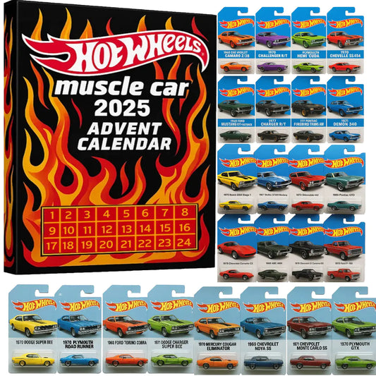 🔥Kiváló ajánlat - 50% kedvezmény🔥 - 🚗Hot Wheels Muscle játékautó adventi naptár - 24 nap 2025🎄