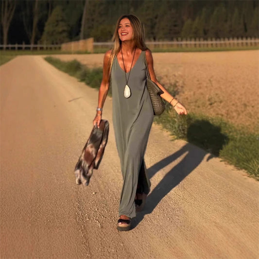 🔥👗Női maxi ruha szív alakú nyakkivágással