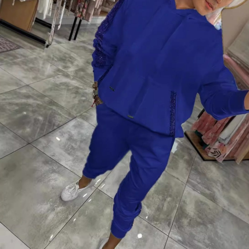 🌷Újdonságok ősszel✨Női húzózsinóros kapucnis felső & Nadrág 2 részes szett