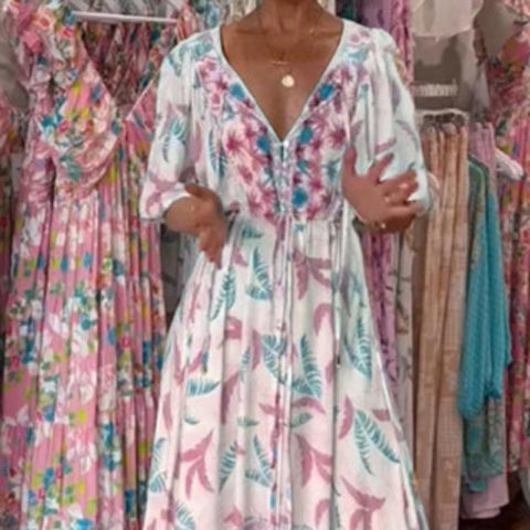 Divatos női V-nyakú maxiruha övvel