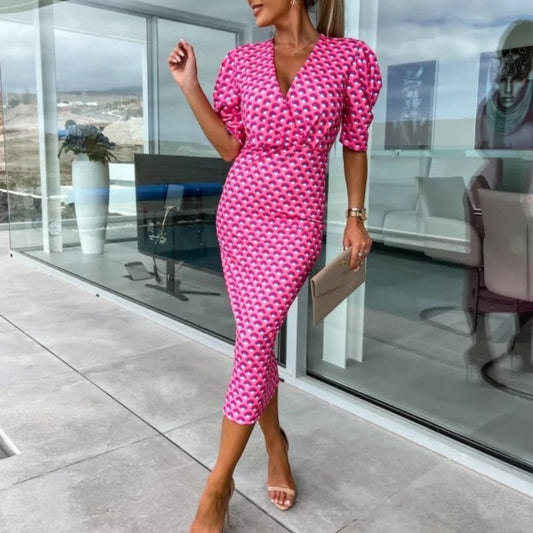 Női rövid ujjú, V-nyakú ruhák