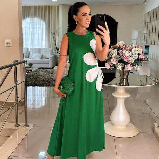 👗 Női ujjatlan ruha virágmintával 🌸