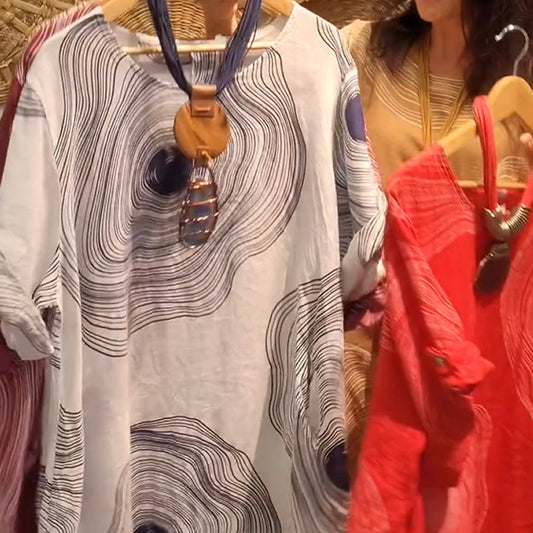 Női mintás V-nyakú ruha