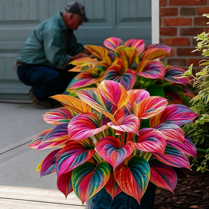 🌈🔥 Limitált kiadású Szivárványos Láng Hosták - Ritka Többszínű Lombozat, Kizárólag Üzletünkben 🌸