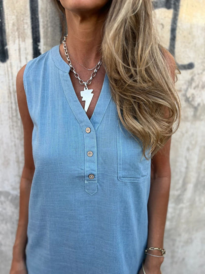 Női egyszínű pamut és lenvászon ruha