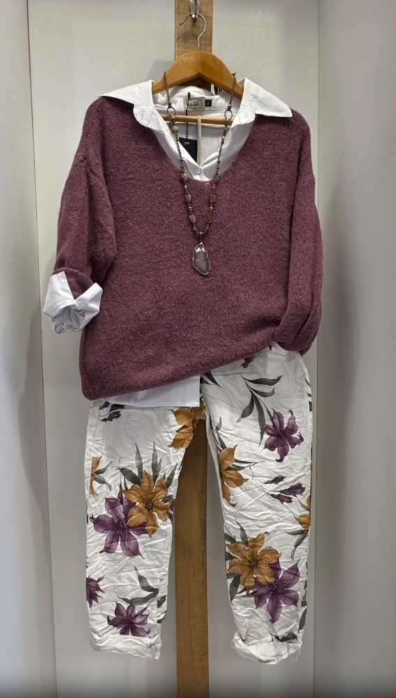 Női lezser divatos öltöny ing pulóver és nadrág