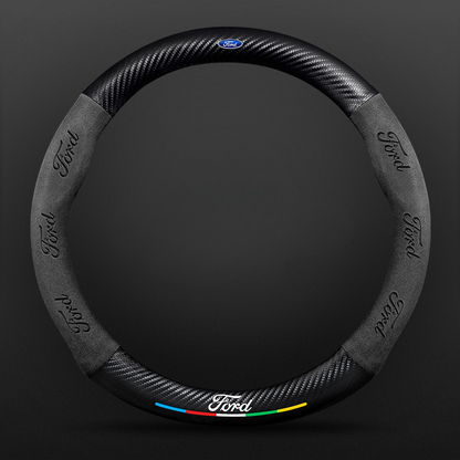 TrackVibe | Fekete karbon velúr kormánykerék borítás – Csúszásgátló és kopásálló