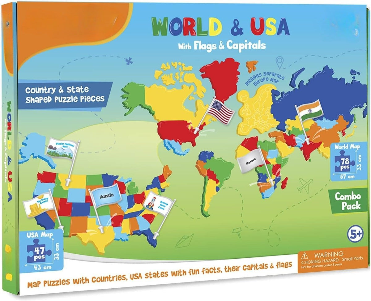 🔥🌍 Világtérkép és USA térkép kirakós készlet