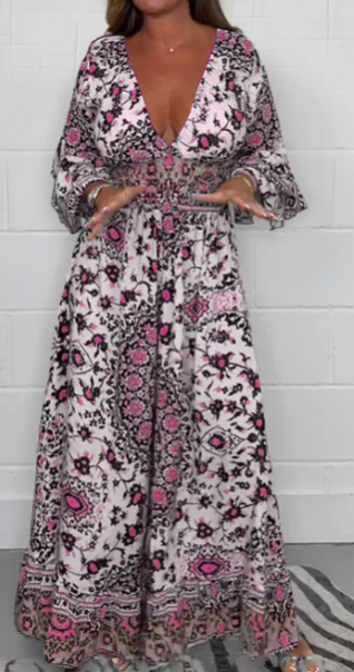 S-5XL🥰Női V-nyakú, nyomtatott Jumpsuit