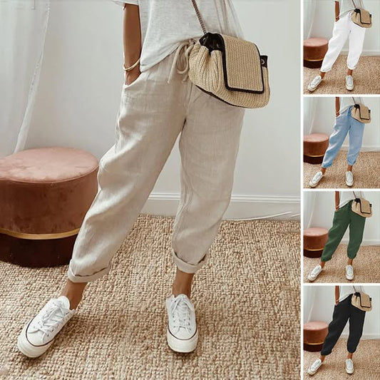 💕Pamutból és lenvászonból készült lezser női nadrág