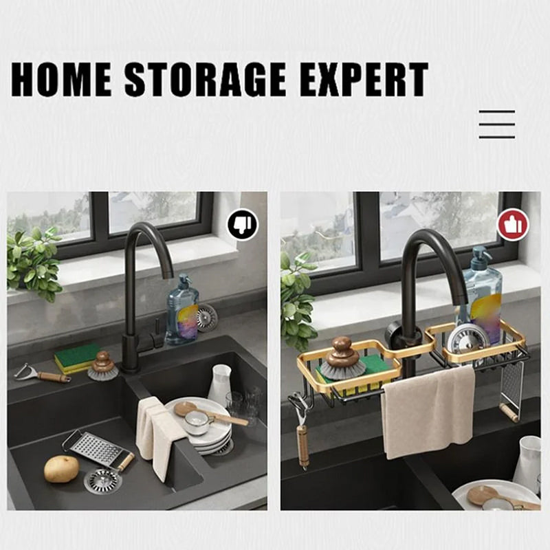 【🔥Újdonságok 2025】💧Korrózióálló alumínium csaptelep lefolyó - praktikus tárolás a mosogató mellett