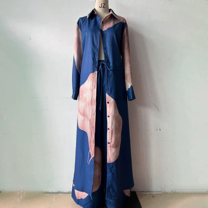 🌼Hosszú ing csavart gombbal és húzózsinóros nadrág szett