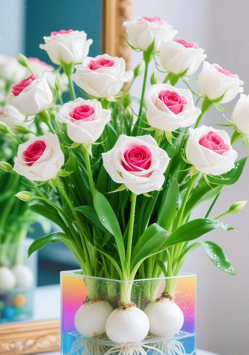🌈Hidropónikus, ritka, kétszínű rózsahagymák: a természet színes csodája 🌹