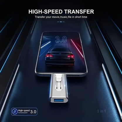 32~256GB Micro USB + 8 tűs + USB 3.0 4 az 1-ben mobiltelefon/számítógép U-lemez