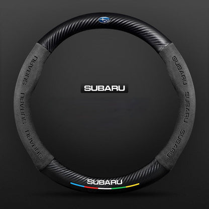 TrackVibe | Fekete karbon velúr kormánykerék borítás – Csúszásgátló és kopásálló