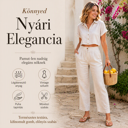 Abszolút must-have🔥👖 Könnyű, lenvászon keverékből készült nadrág – folyékony eséssel és klasszikus egyenes szárral, ideális munkához vagy hétvégére