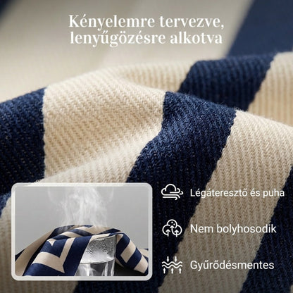 ⏳Időkorlátozott akció⏰Női csíkos póló és széles szárú nadrág 2 részes szett