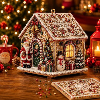 Wooden Diamond Painting House Kit 🎅 Christmas Themed Fun DIY Wooden Decor Ornament Craft