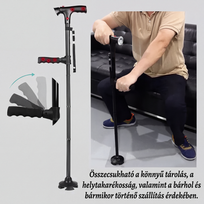 👨‍🦳 Idősek összecsukható mankója | LED‑es világítással ellátott bot, könnyen hordozható és stabil