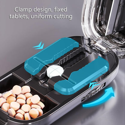 Többfunkciós tablettavágó és tárolódoboz