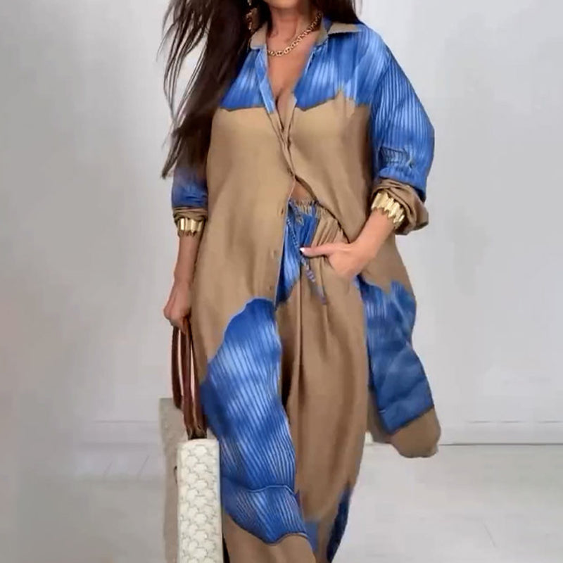 🌼Hosszú ing csavart gombbal és húzózsinóros nadrág szett