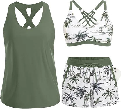 ⏰LAST DAY 49% OFF - 3 Piece Tankini with Shorts 🔥