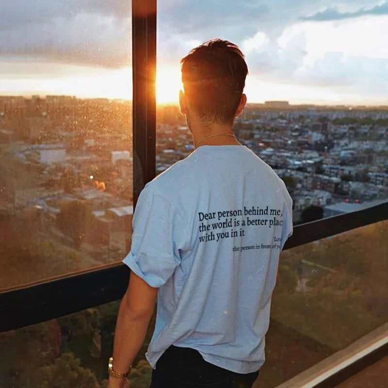 💥Új unisex póló "Kedves Ember A Mögöttem Áll" felirattal, nagy méretben, 2025-től