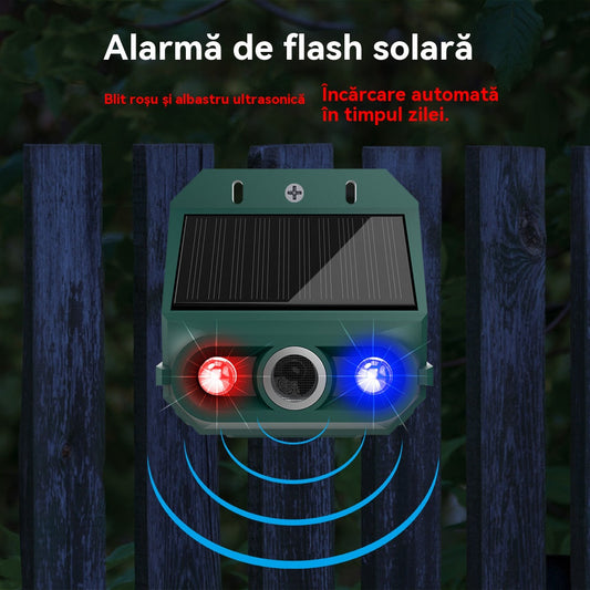 🔥Napenergiás ultrahangos állatriasztó kültéri és madárriasztóhoz, villogó infravörös fénnyel, piros és kék LED-del