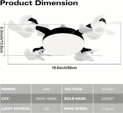 Modern mennyezeti ventilátorlámpa E27-es foglalattal (2026-os modell) - csendes 2 az 1-ben LED ventilátor távirányítóval
