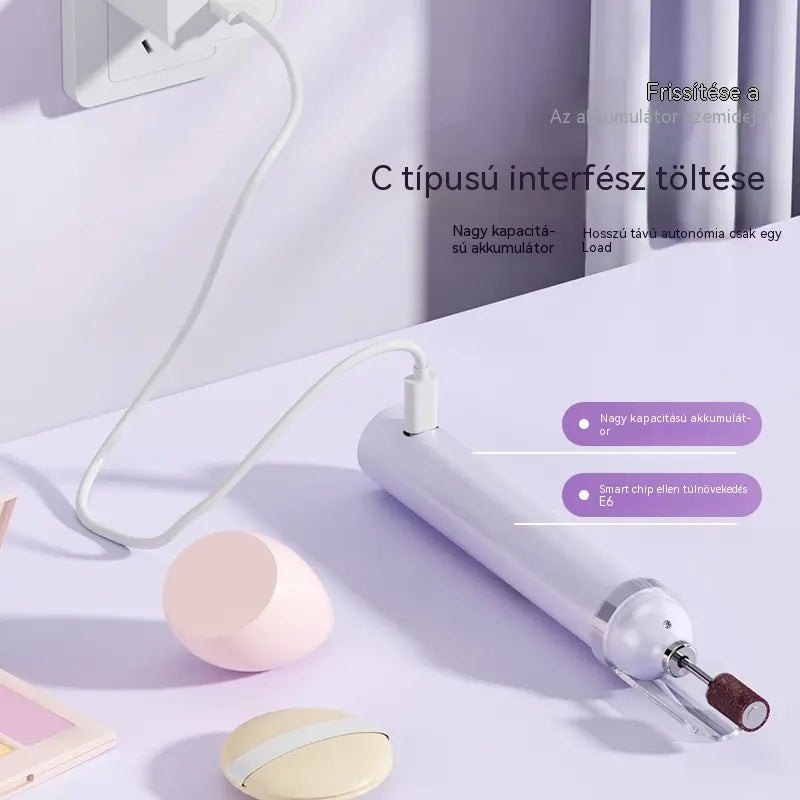 💅2 az 1-ben elektromos körömreszelő LED lámpával (szárító lámpa + 5 polírozófej)