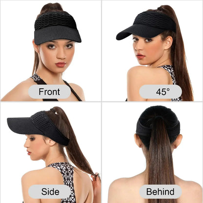 ☀️🧢 Napellenző lyukkal magas copfnak – UV-szűrős, lélegző, kültéri tevékenységekhez és mindennapi használatra