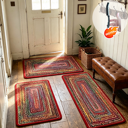 🏠 50% kedvezmény🧵Elegáns szőtt futószőnyeg – Poliészter – Csúszásmentes – Gyorsan nedvszívó 🚪