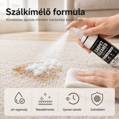 ⚡ Ipari hatékonyság, azonnali eredmény🧹 Szőnyegmélytisztító spray – mikrobuborék-technológia + anyagbarát | Szőnyegekhez, kanapékhoz és autó belső teréhez alkalmas, semlegesíti a kellemetlen szagokat ✨