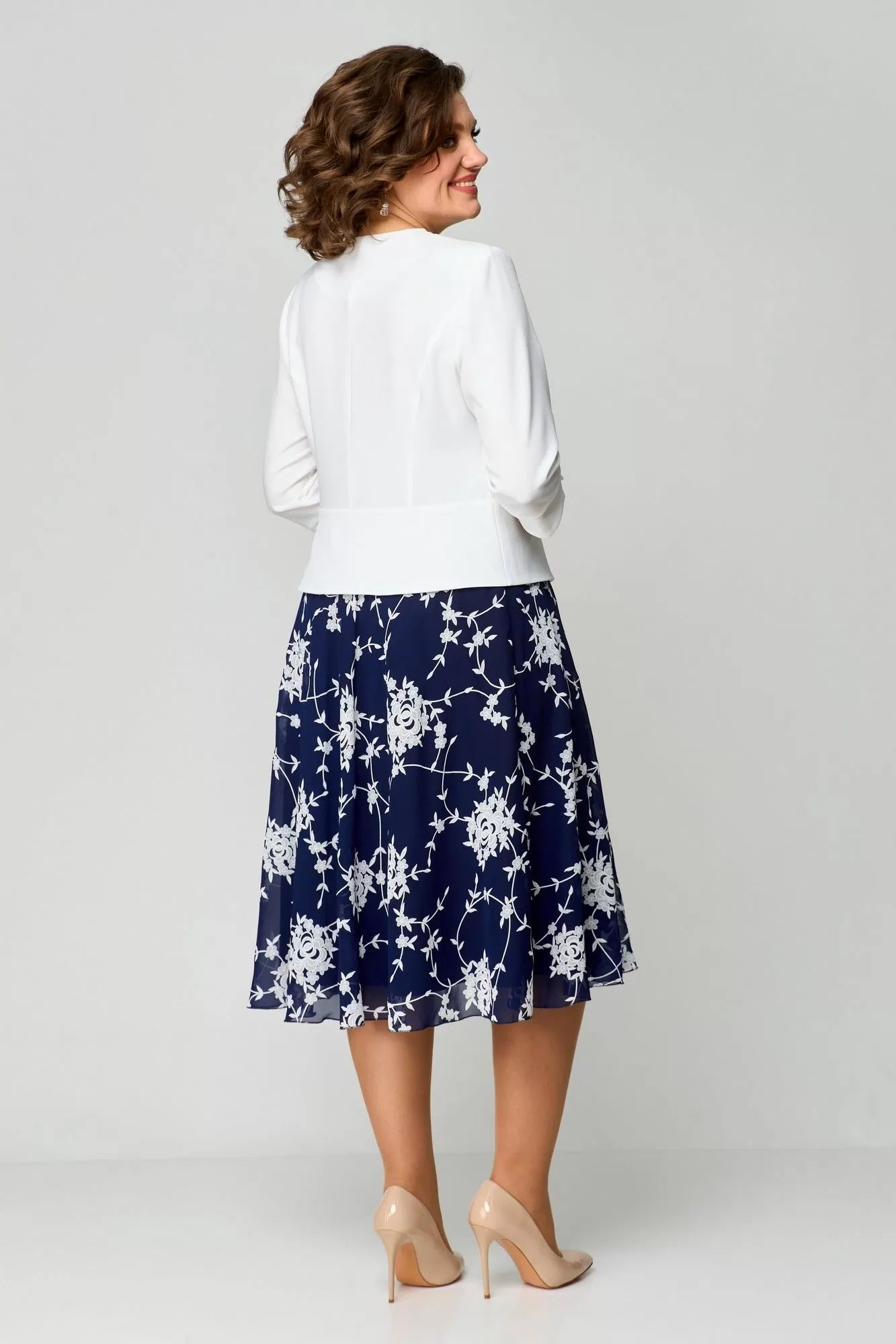 🔥【S-5XL】💃2025Új ruha, kék-fehér puha tapintású