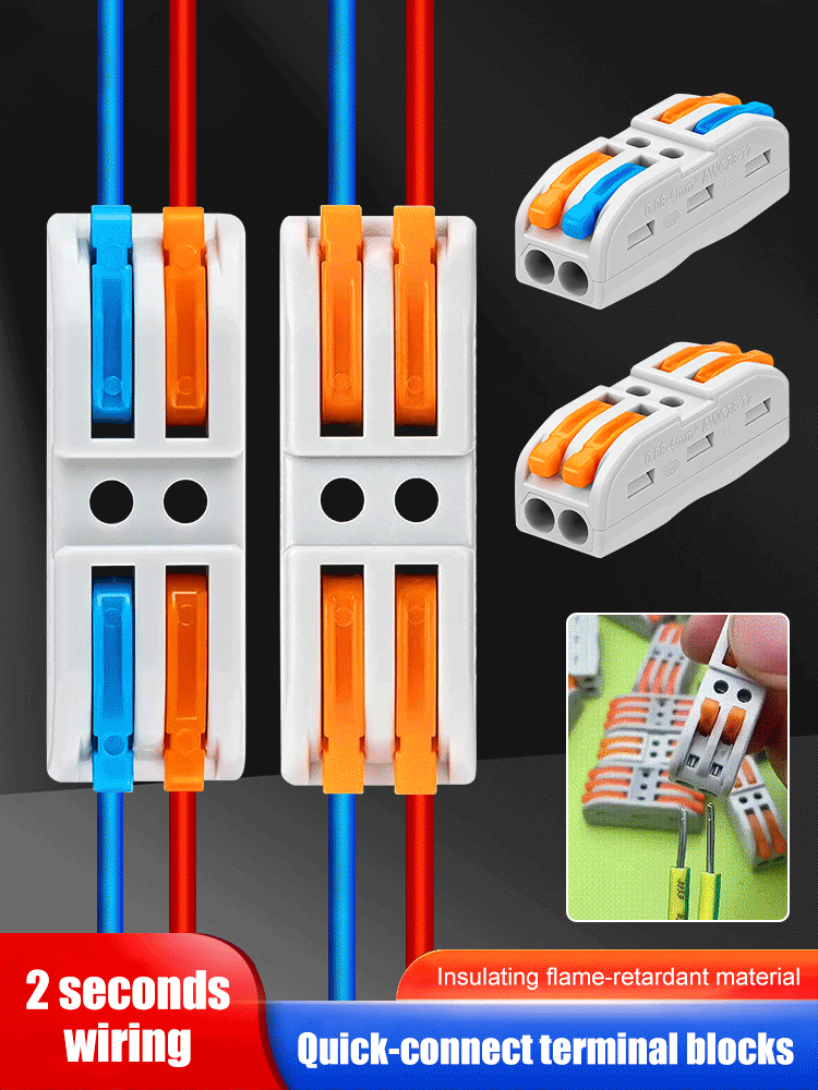 Gyorscsatlakozó, kábelcsatlakozó, univerzális kemény és puha kábelekhez, otthoni és munkahelyi használatra alkalmas, két szín közül választhat