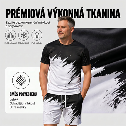 Tűnj ki a tömegből egy dinamikus 3D-s mintás férfi nyári dinamikus mintás szettben. Utánvétes fizetés! 🔥