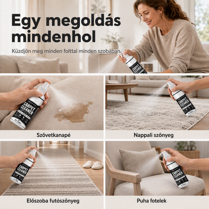 ⚡ Ipari hatékonyság, azonnali eredmény🧹 Szőnyegmélytisztító spray – mikrobuborék-technológia + anyagbarát | Szőnyegekhez, kanapékhoz és autó belső teréhez alkalmas, semlegesíti a kellemetlen szagokat ✨