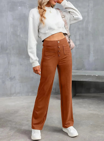 Magas derekú elasztikus szabadidőnadrág