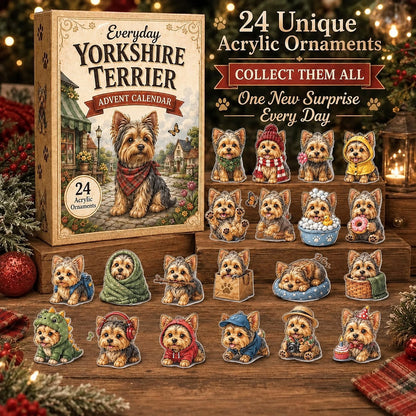 💥✨Yorkshire Terrier 2D Advent Calendar – 24 Unique Yorkie Acrylic Ornaments & Daily Christmas Surprises