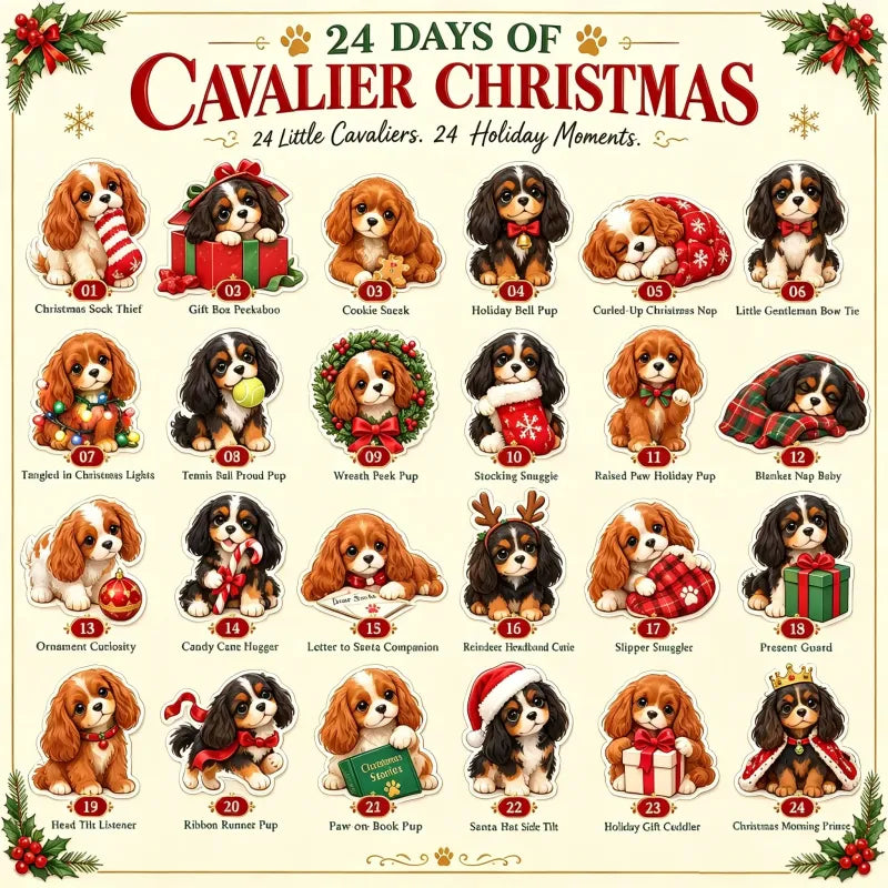 🐶 Cavalier 24 napos adventi naptár 2026 – 24 gyűjthető Cavalier meglepetés