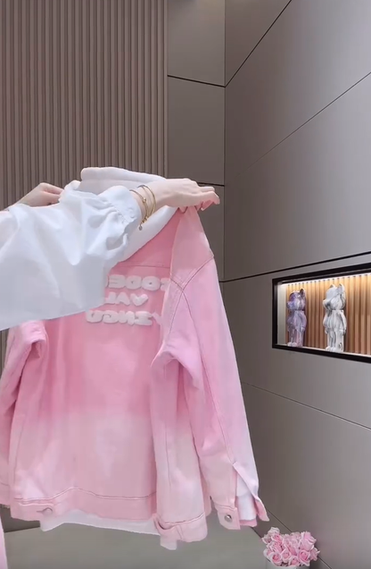 🎨Kényelmes női kapucnis Gradient farmerdzseki