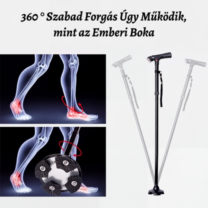 👨‍🦳 Idősek összecsukható mankója | LED‑es világítással ellátott bot, könnyen hordozható és stabil