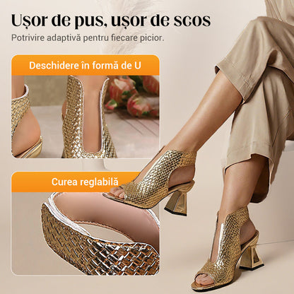 🏖️👠Elegáns, nyitott orrú, magas sarkú női szandálok – Karcsú szárak, kényelmes járás 👡