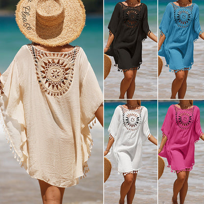 【Alkalmas S-5XL】🏖️Női laza egyszínű egyszínű üreges ki Cover Up
