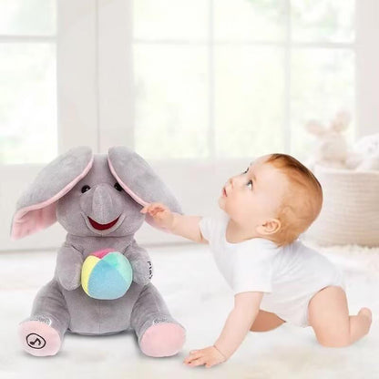 🎁🐘 Egy aranyos plüss elefánt játék bújócska játékhoz