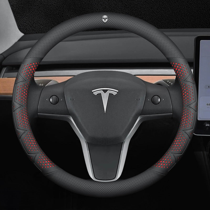 Ultravékony, légáteresztő, valódi bőr kormánykerékborítás csúszásgátló markolattal