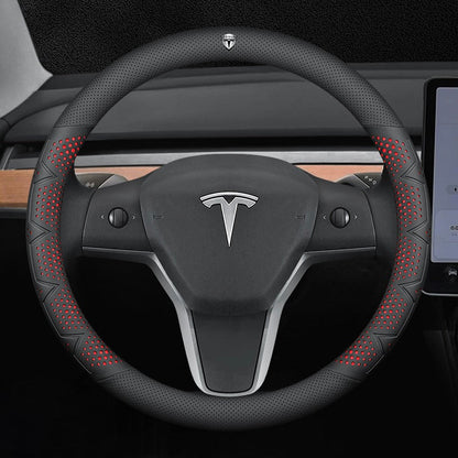 Ultravékony, légáteresztő, valódi bőr kormánykerékborítás csúszásgátló markolattal