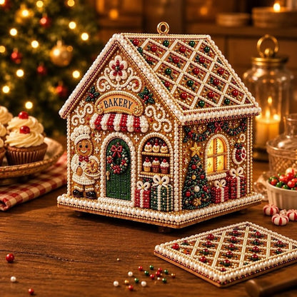Wooden Diamond Painting House Kit 🎅 Christmas Themed Fun DIY Wooden Decor Ornament Craft